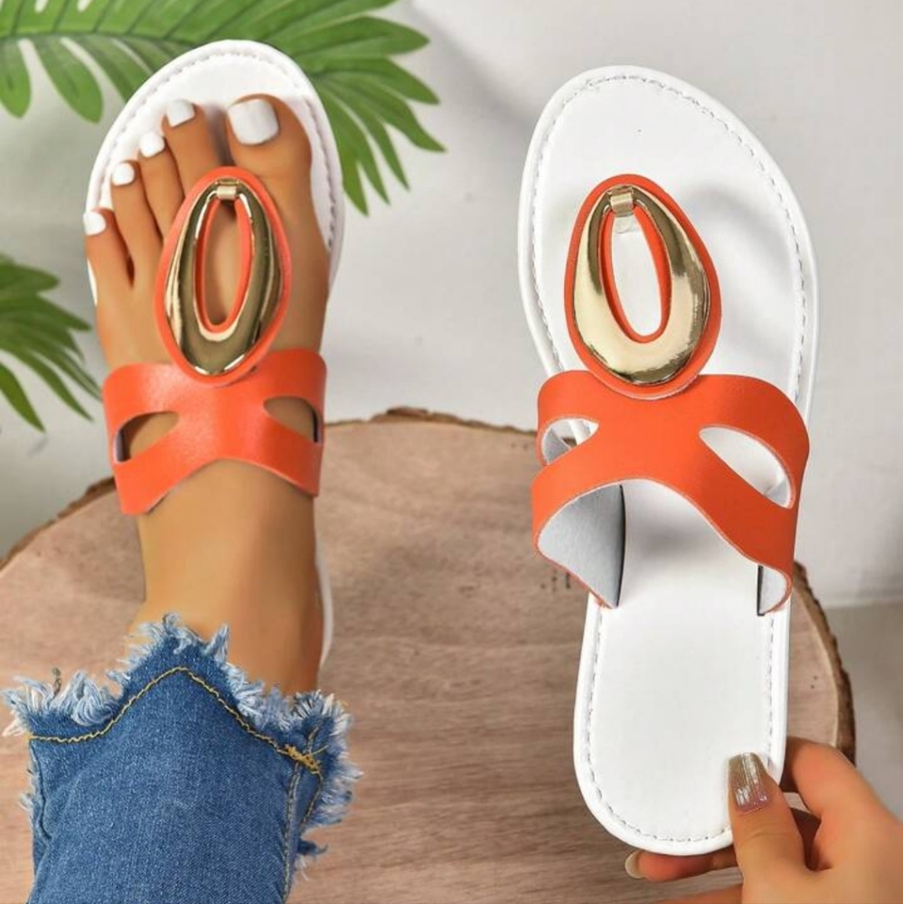 Women's Flat Anti-Slip, Comfortable, Hollow Out Clip Toe‎ Size 7 Summer Sandals - Picture 4 of 9